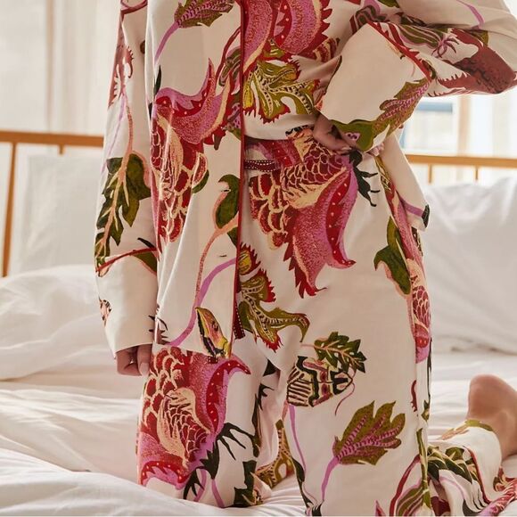 Anthropologie XXS Raphael Balme Flannel Sleep Pants Pink Combo Floral - Picture 7 of 7